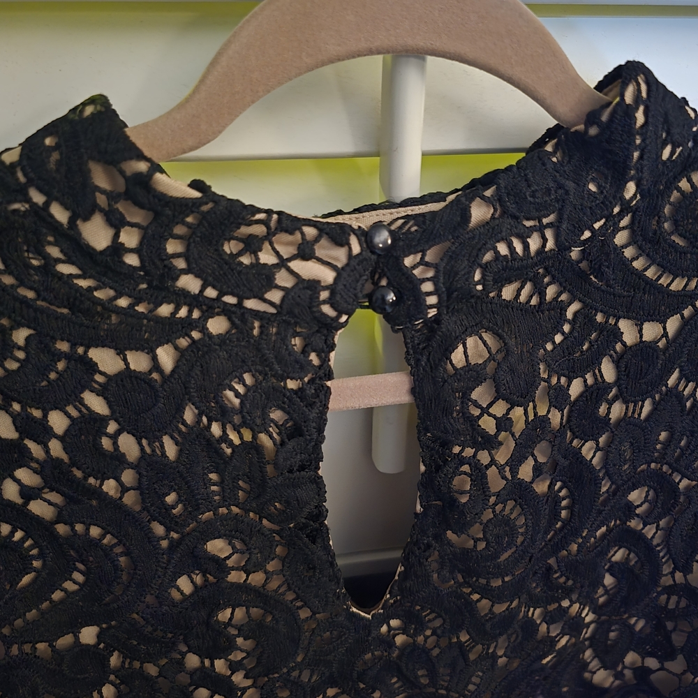 Blu Pepper Black Lace Midi Dress